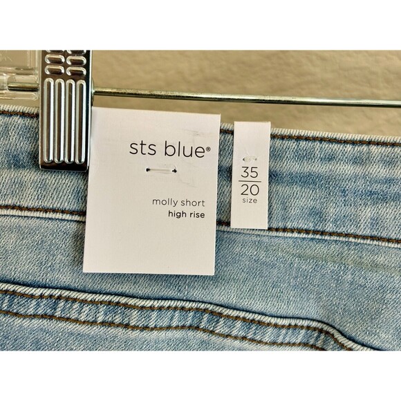 STS BLUE Molly Womens Blue Jean Denim Shorts Size 35 / 20 High Waist‎ Distressed - Picture 11 of 11